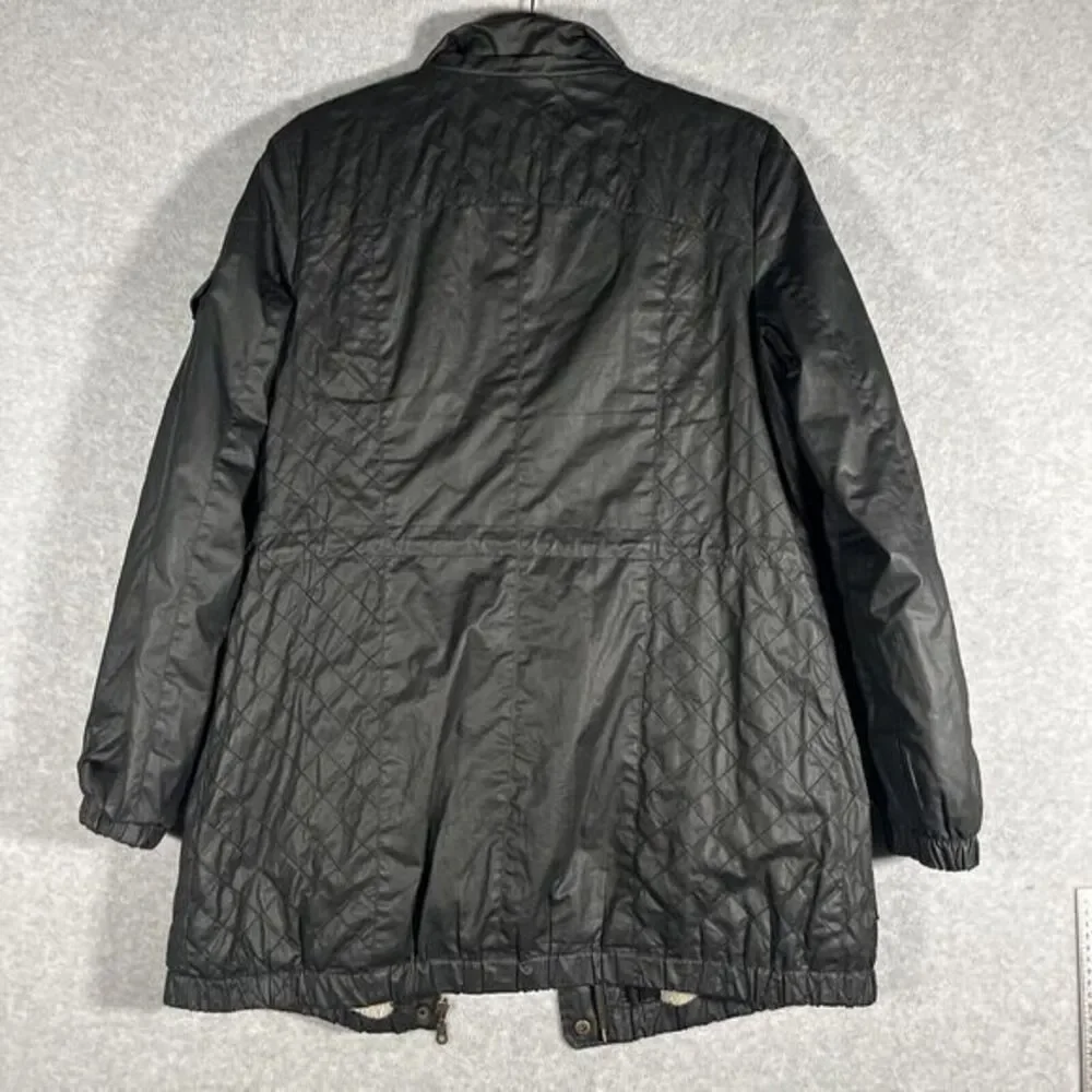 Be Boundless Break Trail Hooded Parka Jacket Diamond Quilted M Black Gray Lined‎